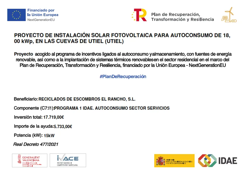Anexo03Bcartel Proyectos Componente 7 001 | RECICLADOS DE ESCOMBROS EL RANCHO SL